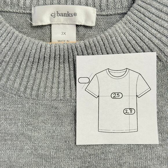 CJ Banks Women’s Plus Sleeveless Sweater Top Size 3X Metallic Gray Knit Pullover - Picture 5 of 5